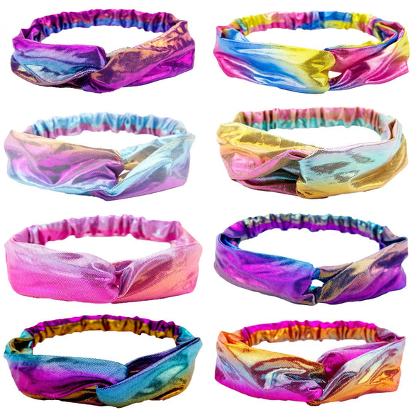 Wholesale Fabric Long Hair Band Laser Gradient Color Round Handmade Hair Accessories