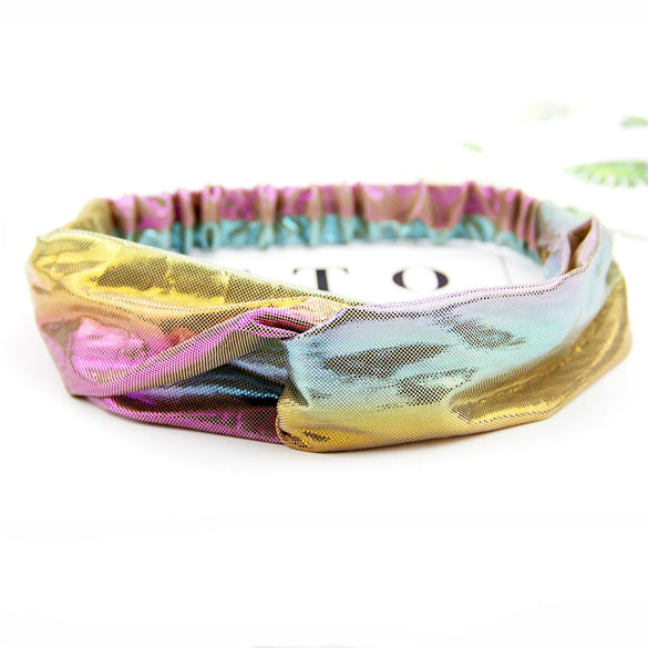 Wholesale Fabric Long Hair Band Laser Gradient Color Round Handmade Hair Accessories