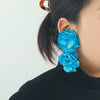 Wholesale Fabric Multicolor Big Flower Handmade Earrings With Long Tassel And Leaf Design For Women