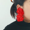 Wholesale Fabric Multicolor Big Flower Handmade Earrings With Long Tassel And Leaf Design For Women