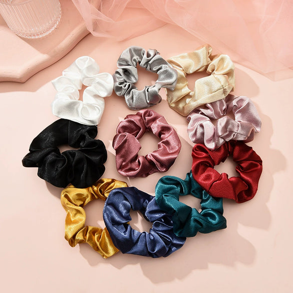 Wholesale Fabric Solid Color Handmade Large Intestine Hair Ring For Female Hair Accessories