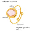 Wholesale Faceted Fiberglass Bead Opening Design Geometric Stainless Steel 18K Gold Electroplated Luxury Fashion Women's Ring