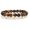 Wholesale Faceted Tiger Eye Stone And Imitation Pearl Handmade Unisex Bracelets