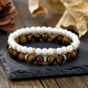 Wholesale Faceted Tiger Eye Stone And Imitation Pearl Handmade Unisex Bracelets