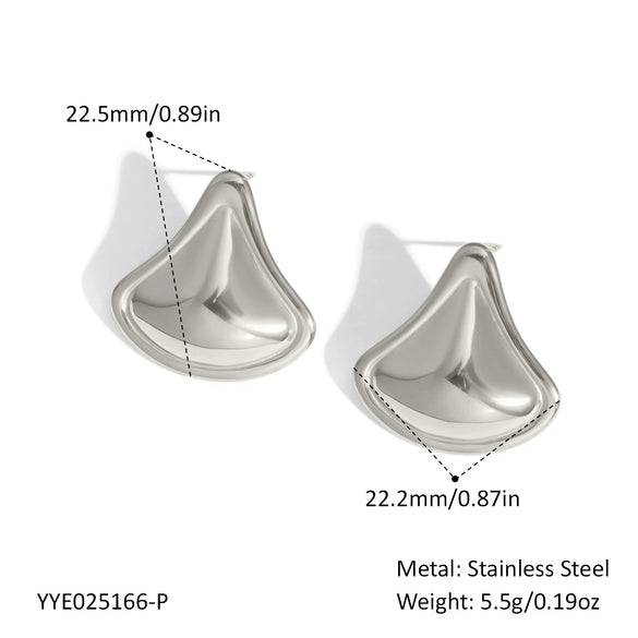 Wholesale Fanshaped Geometric Stainless Steel Earrings For Girls With Pvd Vacuum Real Gold Plating