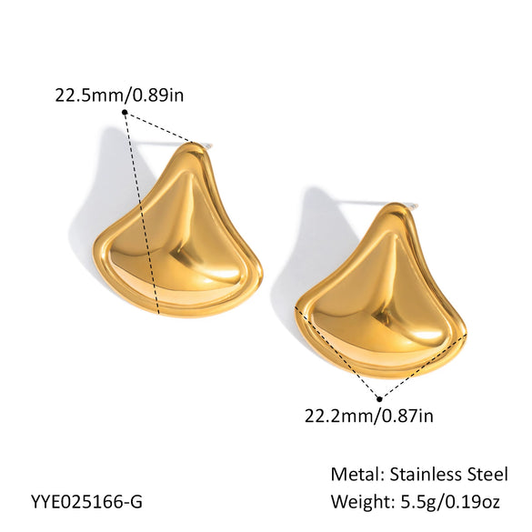 Wholesale Fanshaped Geometric Stainless Steel Earrings For Girls With Pvd Vacuum Real Gold Plating