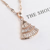 Wholesale Fanshaped Small Skirt Necklace For Female Clavicle Rose Gold Titanium Steel With Zircon Inlaid Fashion Ol Style Water Wave Chain