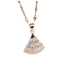 Wholesale Fanshaped Small Skirt Necklace For Female Clavicle Rose Gold Titanium Steel With Zircon Inlaid Fashion Ol Style Water Wave Chain