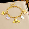Wholesale Fashion Accessories Insect Animal Pendant Stainless Steel Chain Bracelet Gold Plated
