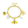 Wholesale Fashion Accessories Insect Animal Pendant Stainless Steel Chain Bracelet Gold Plated