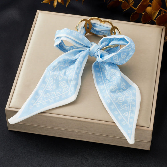 Wholesale Fashion Accessories Stainless Steel Electroplated Satin Printed Ribbon Bow Leopard Print Fabric Wrapped Ring Bracelet Plants And Flowers Style