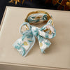 Wholesale Fashion Accessories Stainless Steel Electroplated Satin Printed Ribbon Bow Leopard Print Fabric Wrapped Ring Bracelet Plants And Flowers Style