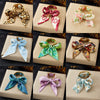 Wholesale Fashion Accessories Stainless Steel Electroplated Satin Printed Ribbon Bow Leopard Print Fabric Wrapped Ring Bracelet Plants And Flowers Style