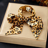 Wholesale Fashion Accessories Stainless Steel Electroplated Satin Printed Ribbon Bow Leopard Print Fabric Wrapped Ring Bracelet Plants And Flowers Style