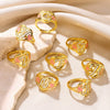 Wholesale Fashion Adjustable Ring Copper Inlaid Gold With Letters Pattern For Women
