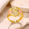 Wholesale Fashion Adjustable Ring Copper Inlaid Gold With Letters Pattern For Women