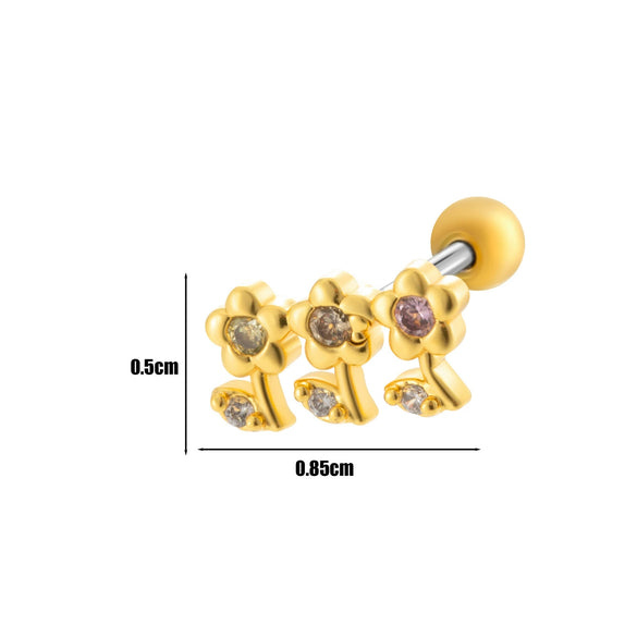 Wholesale Fashion Allmatch Cartilage Puncture Ear Bone Nail Copper Flower Design