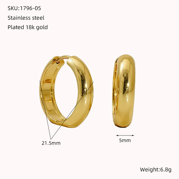 Wholesale Fashion Allmatch Geometric 316L Stainless Steel Electroplated Earrings For Women