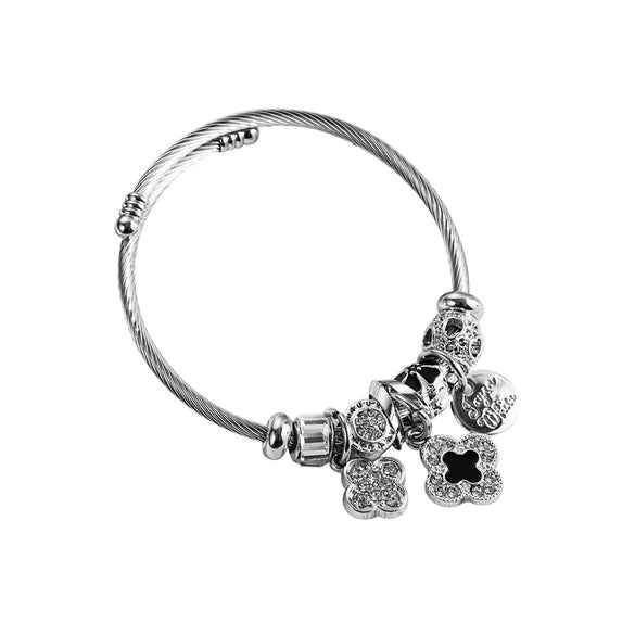 Wholesale Fashion Alloy Bracelet With Diamond Key Flower Love Pendant Geometric Heart Styling