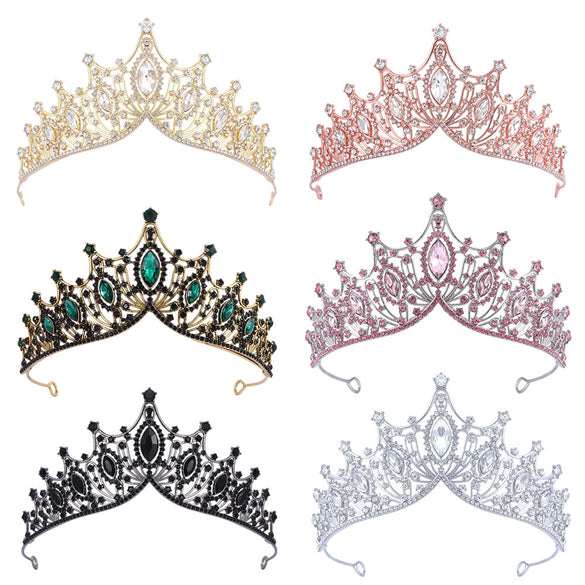 Wholesale Fashion Alloy Rhinestone Electroplating Point Drill Crown For Women