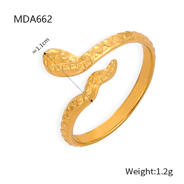 Wholesale Fashion Animal Snakeshaped 316L Stainless Steel Goldplated Ring Jewelry For Women