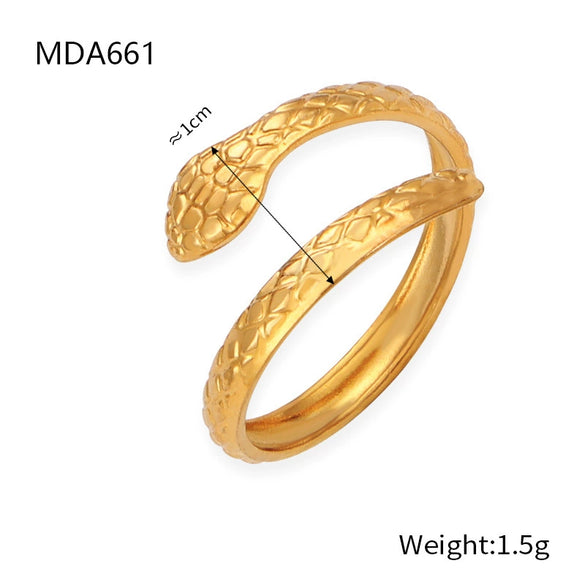 Wholesale Fashion Animal Snakeshaped 316L Stainless Steel Goldplated Ring Jewelry For Women
