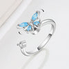 Wholesale Fashion Animal Style Butterfly Rotating Open Adjustable Ring 925 Sterling Silver Electroplated For Women