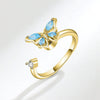 Wholesale Fashion Animal Style Butterfly Rotating Open Adjustable Ring 925 Sterling Silver Electroplated For Women