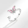 Wholesale Fashion Animal Style Butterfly Rotating Open Adjustable Ring 925 Sterling Silver Electroplated For Women