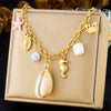 Wholesale Fashion Animal Zodiac Stainless Steel Gold Plated Necklace With Conch Crab Seahorse Pendant And O Word Chain