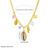 Wholesale Fashion Animal Zodiac Stainless Steel Gold Plated Necklace With Conch Crab Seahorse Pendant And O Word Chain