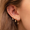 Wholesale Fashion Asymmetric Star Moon Earrings Brass With Zircon