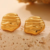 Wholesale Fashion Asymmetrical Hammered Lace Geometric 316L Stainless Steel 18K Real Gold Electroplated Earrings
