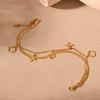 Wholesale Fashion Blade Chain Double Layer Four Leaf Flower Geometric Stainless Steel Anklet For Women