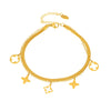 Wholesale Fashion Blade Chain Double Layer Four Leaf Flower Geometric Stainless Steel Anklet For Women
