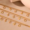 Wholesale Fashion Blade Chain Double Layer Four Leaf Flower Geometric Stainless Steel Anklet For Women