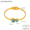 Wholesale Fashion Blue Eye Pattern Round Titanium Steel Goldplated Spring Bracelet Jewelry