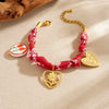 Wholesale Fashion Bohemian Style Fabric Silk Scarf With Electroplated Stainless Steel Heart Water Drop Bell Shaped Pendant Necklace And Bracelet Set For Women