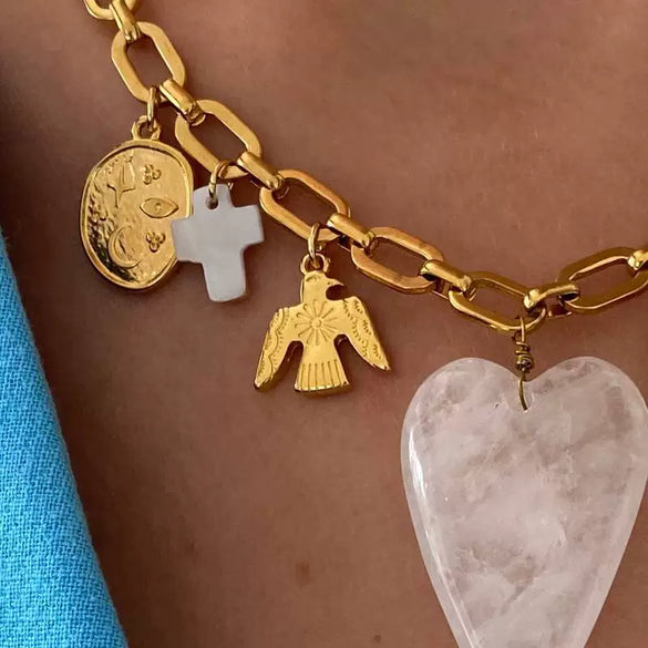 Wholesale Fashion Boots Pendant Stainless Steel Heart Shape 18K Gold Color Furnace Vacuum Plating