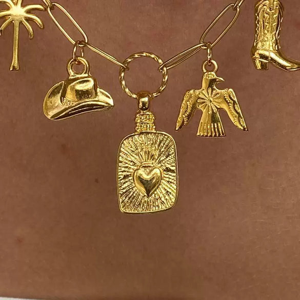 Wholesale Fashion Boots Pendant Stainless Steel Heart Shape 18K Gold Color Furnace Vacuum Plating