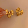 Wholesale Fashion Bow Stainless Steel Electroplated Women's Earrings With Simple Style