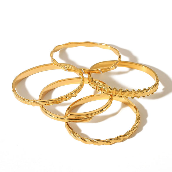Wholesale Fashion Bracelet Stainless Steel French Retro Geometric Open Electroplated