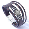 Wholesale Fashion Bracelet Zinc Alloy Multilayer Woven Leather Pu Leather Geometric Electroplating Unisex Men's