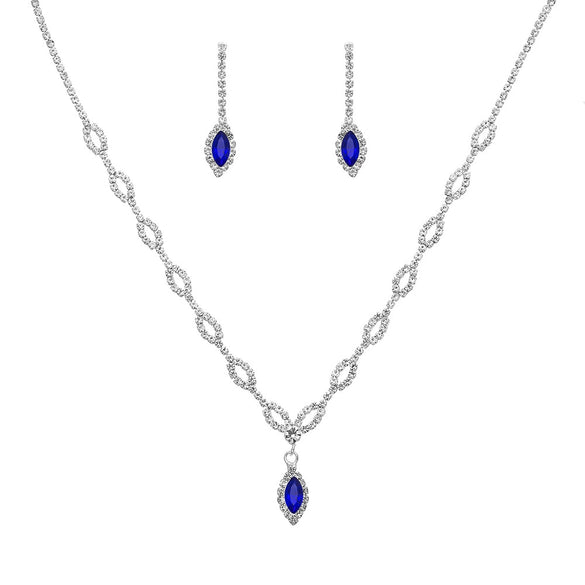 Wholesale Fashion Bridal Jewelry Set Of Rhinestone Necklace And Earrings With Love Water Drops Bell Patterns Electroplated Bamboo Chain For Women