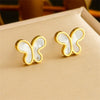 Wholesale Fashion Butterfly Insect Pattern Stainless Steel Earrings And Necklace Suit With Electroplating Design