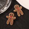 Wholesale Fashion Cartoon Halloween Gingerbread Man Funny Alloy Earrings With Rhinestone Inlay And Electroplating