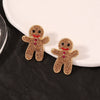 Wholesale Fashion Cartoon Halloween Gingerbread Man Funny Alloy Earrings With Rhinestone Inlay And Electroplating