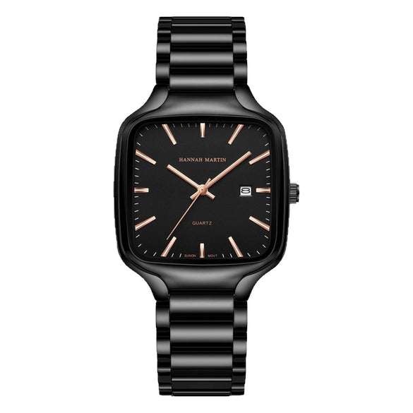 Wholesale Fashion Casual Square Waterproof Luminous Quartz Watch For Men With Stainless Steel Strap And Buckle And Alloy Case