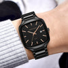 Wholesale Fashion Casual Square Waterproof Luminous Quartz Watch For Men With Stainless Steel Strap And Buckle And Alloy Case