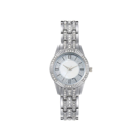 Wholesale Fashion Casual Universal Watch Alloy Shell Round Dial Quartz Watch With Diamond Embedded